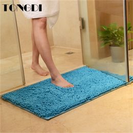 TONGDI Bathroom Carpet Mats Soft Shower Microfiber Chenille Anti-skip Sop Rug Decoration For Home Bathroom Living Kitchen Room 210401