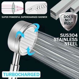 304 Space Aluminium Shower Head Bathroom High Pressure Booster Water Saving Technical Insulation Spray Rainfall Nozzle Fitting H1209