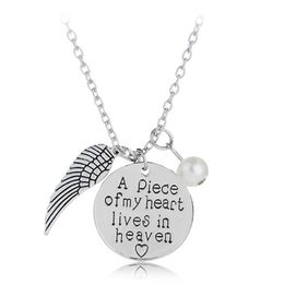 Fashion Couples Pendant Necklaces Silver Plated Swing Letters A Piece of My Heart Lives In Heaven Choker Necklace