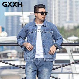 Men's Denim Jacket Plus Size 5XL 6XL 7XL Light Blue Denim Jacket Men Fashion Design Spring Large Male Oversized Jean Jacket 210819