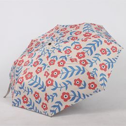 New Design Send You A Flower Folding Umbrella Anti UV Sunshade Three-folding Portable Rain Women Umbrellas