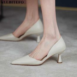 ALLBITEFO high quality full genuine leather sexy high heels party women shoes women heels shoes autumn/spring high heels shoes 210611