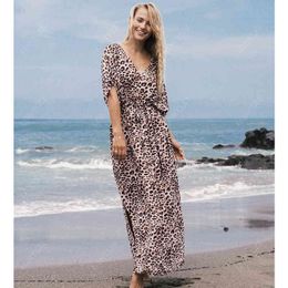 Beach Cover up Tunics for Print Chiffon Long Kaftan Bikini Robe de Plage Sarong Wrap Swimsuit cover Q1128 210420