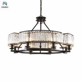 Chandeliers Industrial American Rh Lustre K9 Crystal Led Chandelier Luxury Living Room Pendant Lighting Indoor Fixtures