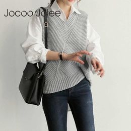 V Neck Women Vest Sweater Spring Autumn Twist Striped Solid Sleeveless Oversized Jumper Knitted Loose Ladies Pullover Top 210619