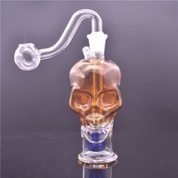 Mini glass oil burner bong Skull Shape bubbler Water Bong Portable ash catcher Hookah Bong with glass oil burner pie and silicone tube