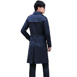 Men's Trench Coats Size Plus Double-Breasted Lapel Men Fashion Business Casual Slim Fit Long Windproof Jacket Male Solid Windbreaker Outerwe