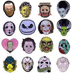 Pins, Brooches Creativity Horror Movies Enamel Pins Funny Metal Cartoon Brooch Backpack Hat Bag Collar Lapel Badge Fashion Jewellery Gifts