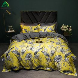 Bedding Sets Elegant Flowers And Plants Bedsheet Pillowcase Quilt Cover Duvet 1000TC High-Density Pure Cotton Super Soft