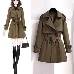 Women's Trench Coats designer British style mid-length khaki high-quality double-breasted spring and autumn jacket 4 colors
