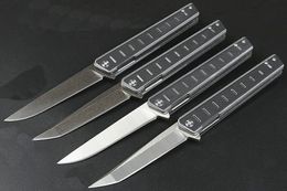 High Quality Flipper Folding Knife D2 Black Stone Wash / Satin Blade G10 + Stainless Steel Handle Ball Bearing Fold Knives