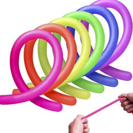 Stretchy String Decompression Toy Neon Flexible 26*1cm Elastic Strings Rope Sensory Unzip Kids Novelty Toys