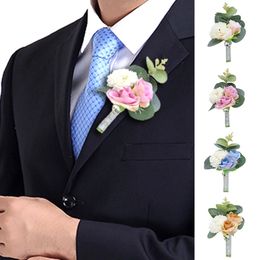 Romantic Suit Bouquet Brooch Groom Groomsmen Boutonniere Rose Carnation Flowers Wedding Prom Corsage Silk Flowers Corsage Brooch