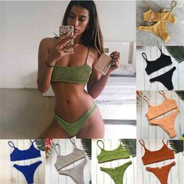 Bikinis Mujer Women Swimwear Push-up Padded Bra Bandage Bikini Set Sexy Swimsuit e Bathing 210630