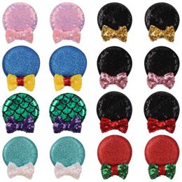 Cute Mouse Ears Clips Kids Sequin Bow Barrettes For Girls Hairpins Chridren Festival Party Hair Accessories