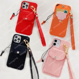 Top Designer Luxury Phone Cases For iPhone 13 Pro Max 12 Mini 11 Xs XR X 8 7 Plus Fashion Print Wallet Cover Card Slot Holder Pocket Lanyard Shell CellPhone Case With box