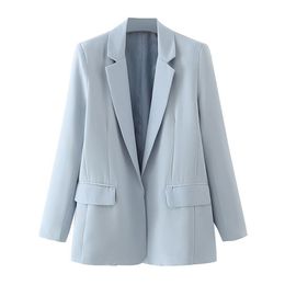 elegant women chic blazer office ladies pocket jackets casual female full sleeve suits bright grey girls sets 210527