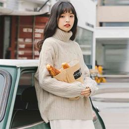 Pullovers Women Oversize BF Unisex Couples Japanese Candy Knit Sweater Hip Hop Female Winter Fashion Retro Daily 210427