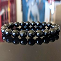natural black tourmaline bracelet UK - MG1132 New Design Men`s 10 MM Natural Black TOURMALINE Bead bracelet High Quality Energy Bracelet for Boy