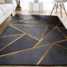 Geometric Carpet for Living Room Velvet Rug Kids Bedroom Bedside Rugs Soft Square Fluffy Carpets Home Sofa Table Decor Mat 210917