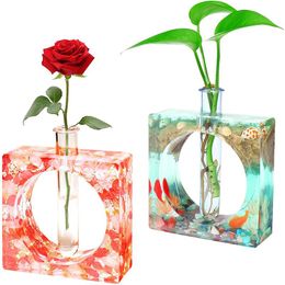 Vases Hydroponic Plant Vase Terrarium Glass Flower Pot Desktop Bonsai Growth Container Acrylic Test Tube Home Office Decor