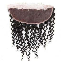 Mongolian Water Wave 13x4 Lace Frontal Closures Human Hair Natural Colour Pre-plucked Hairline Ear to Ear Frontal