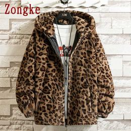 Zongke Leopard Hooded Winter Jacket Men Japanese Streetwear Men Jacket Winter Casual Jackets For Men Brand Coat M-4XL 211009