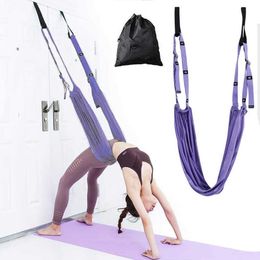 Yoga Aerial Hammock Women Swing Adjustable Aerial Yoga Strap Hanging Hammock Elastic Stretch Handstand Rope Training Device H1026