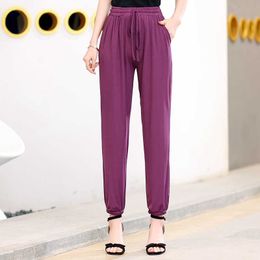 9 Colours Women Harem Pants Summer Streetwear High Waist Ankle-Length Trousers Korean Casual Elastic Waist Harajuku Pants Female Q0801