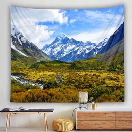 Forest waterfall landscape tapestry wall hanging beach picnic carpet camping tent sleeping mat home decor bedspread 210609