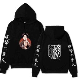 Attack On Titan - Levi hoodie Japanese anime Sweatshirt unisex men and women casual Hoodies Punk Cute Graphic tumblr Pullover H1227