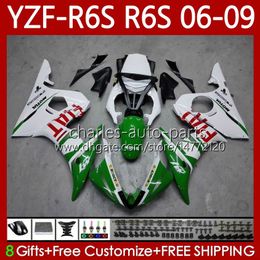 Motorcycle Bodywork For YAMAHA YZF600 YZF R6 S 600 CC YZF-R6S 06 07 08 09 Bodys 96No.117 YZF R6S 600CC White green YZFR6S 2006 2007 2008 2009 YZF-600 06-09 OEM Fairing Kit