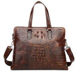 Handbags Men Genuine Leather Crocodile Male Messenger Bags Horizontal Leather Laptop Large Travel Briefcases