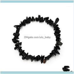 Link Jewelrylink Chain Brand Black Spar Beaded Bracelets For Women Men Fashion Polishing Stone Stretch Rope Strand Braiale Pulseira1 Drop