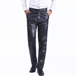 Thoshine Brand Spring Summer Autumn Men Leather Pants Straight Moto & Biker Trousers Male PU Faux Casual 210715