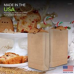 100Pcs Disposable Yellow Leather Square Bottom Paper Bag Bread Takeaway Packaging Kraft Brown Gift Wrap