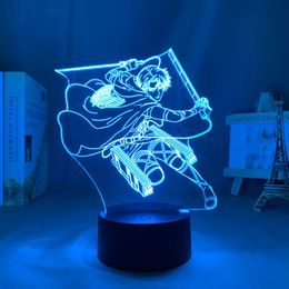 Gece Işıkları Anime Titan Titan LED Işık Lambası Yatak Odası Dekorasyon Çocuklar Hediye Masa 3D AOT