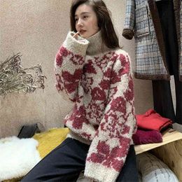 Korean Version Of The Pullover Knitted Sweater Autumn Winter V-neck Women's Lazy Wind Loose Bottoming 210427