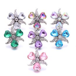 Wholesale Crystal Heart Silver Color Snap Button Women Charms Jewelry findings Rhinestone 18mm Metal Snaps Buttons DIY Bracelet cloth jewellery