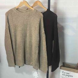 Loose Oversize Sweater Round Neck pull femme Autumn Winter Soft Warm Knitted Tops Jersey Mujer 210421