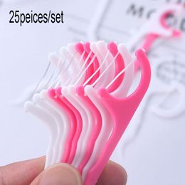 25pcs/set di fili di plastica SCOOKEPICKS Dente Clean Floss Dental Floss Morte Oral Oral Care Flosser Picks Palza interdentale JY327