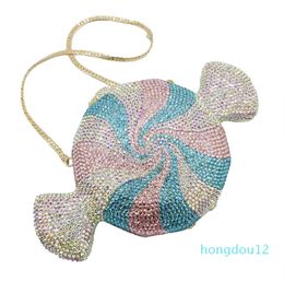 Boutique De Pink & Blue Candy Clutch Crystal Evening Bags for Women Formal Party Cocktail Rhinestones Minaudiere Handbags