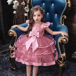 New Girl Sequined Princess Puff Flower Girls Wedding Dress Performance Catwalk Dress Birthday Party Evening Dress G1218