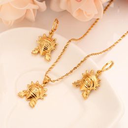 Earrings & Necklace African Mask Jewellery Set Chain Women Nigerian Wedding Gold Multi Layer Pendantearring Sets