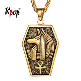 Pendant Necklaces Kpop Anubis Ankh Key Of Life Charm Stainess Steel Egyptian Hieroglyph God The Underworld Cross Necklace For Men P3775