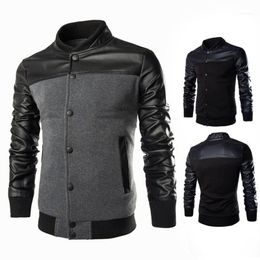 Men's Jackets Leather Men Jacket Drop Coat Moto Streetwear Long Sleeves Bomber Stand Neck Top Clothes Plus Size 3XL1