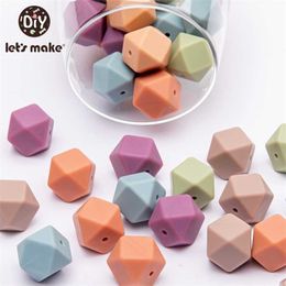 Let's make 20pcs Octagonal Hexagonal beads Baby Teether Silicone Beads 17mm DIY Pacifier Chain Bracelet BPA Free Bead 211106