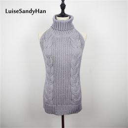 Women Sexy Pullover Lady Solid Sweater Sleeveless Vest Casual Girl Turn-down Neck Computer Knitted 210427
