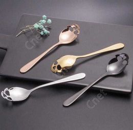 Sugar Skull Tea Spoon Stainless Steel Coffee Spoons Dessert Spoon Ice Cream Tableware Funny Flatware Spoon Kitchen Accessories DAC351