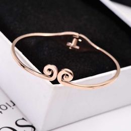 Yun Ruo Top Brand Jewellery Rose Gold Colour Monkey King Headband Bangle Bracelet Cuff 316l Stainless Steel Fashion Woman Not Fade Q0717